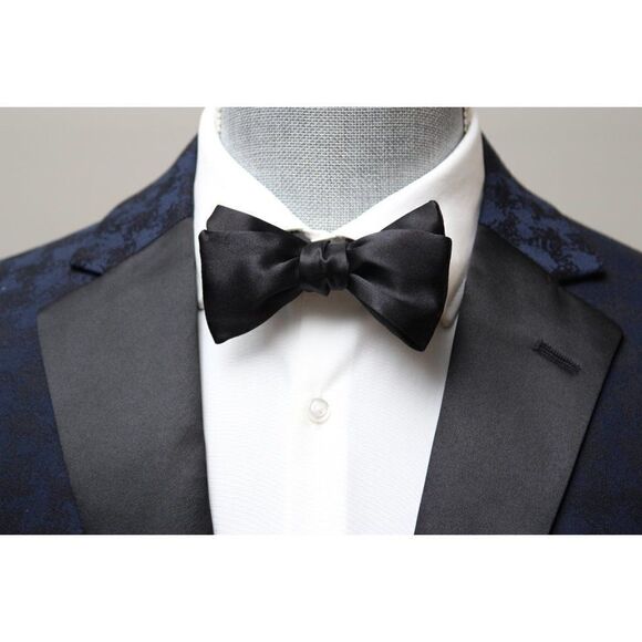 NWT Men's bow tie 100%Silk Charmeuse Black Self tied‎ Bow tie Straight - Picture 16 of 16